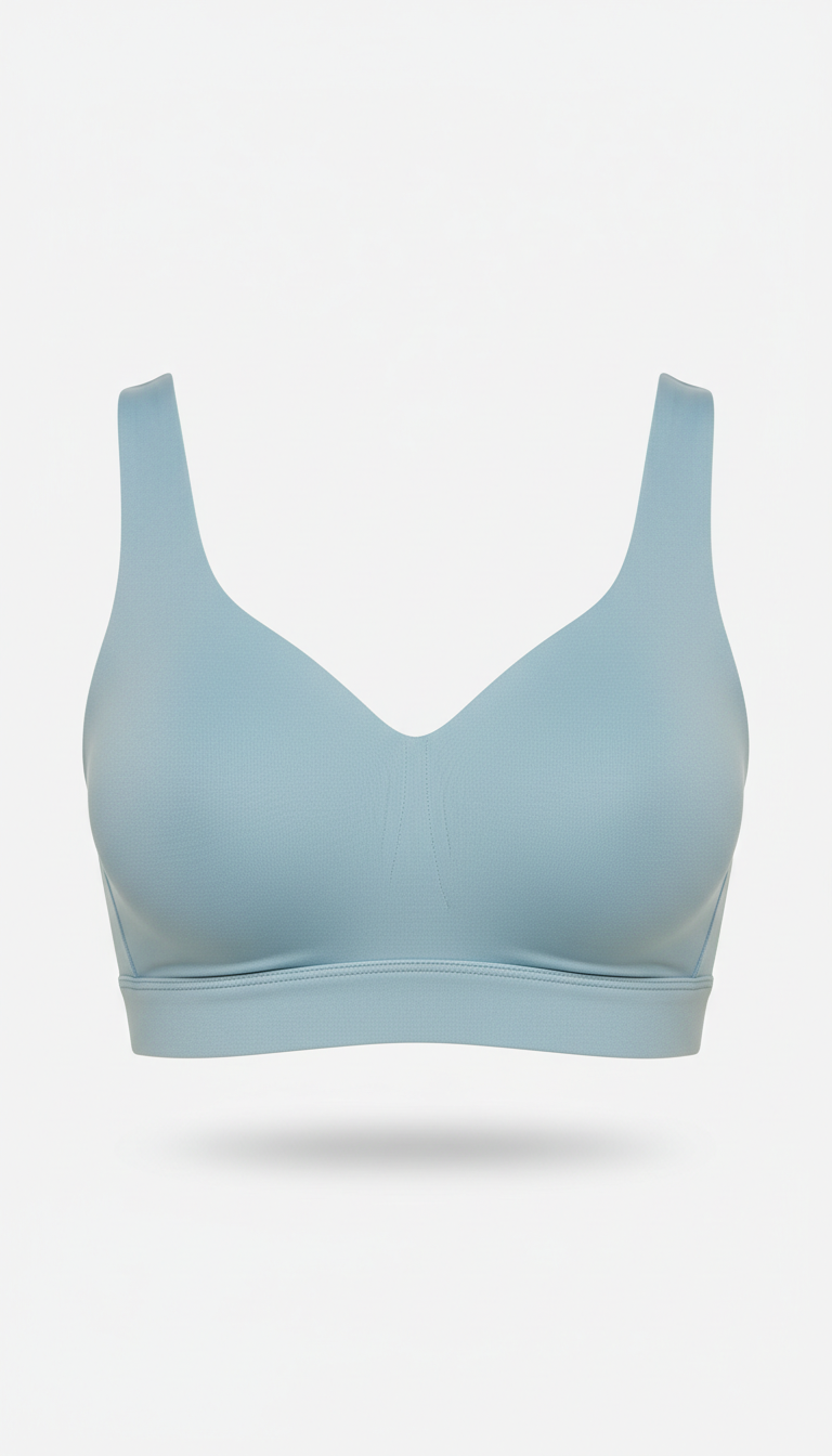 Supportive sports bra in soft azure